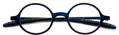 KoKoBin Gafas de lectura retro Hombres y mujeres redondas Ayuda de lectura Ayuda de visión Gafas TR90 de montura completa, azul