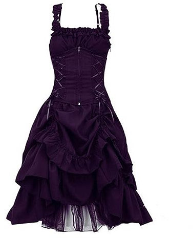 ZYUEER Robe de Soiree Gothique Femme Ete Grande Taille Robe Bustier sans Manche Deguisement Halloween Femme Robe Femme Robe Cocktail Steampunk Clubbing Sexy Robe Corset Medievale Vintage Violet