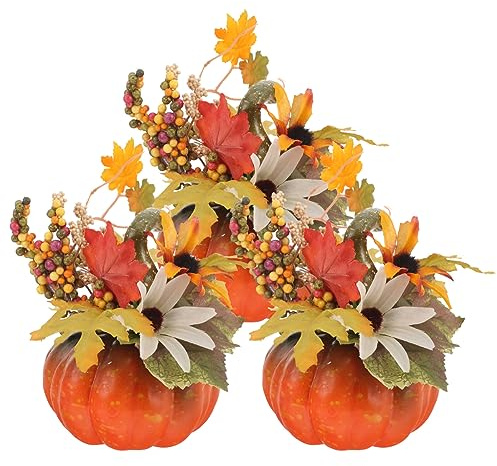 BESPORTBLE 3 Pièces Décorations De Décor De Citrouille Décor De Récolte d'automne Ornement d'automne Déco De Table d'automne Branches De Fausses Feuilles D'érable Réaliste Baie Récompense