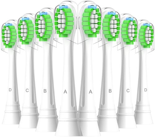 Sulkiwe Testine di Ricambio Compatibili con Philips Sonicare Spazzolino, Testine Spazzolino Elettrico Adatto per Diamond, HealthyWhite, FlexCare, EasyClean, Gum Health e Tanti Altri, 8 pezzi, Bianco.