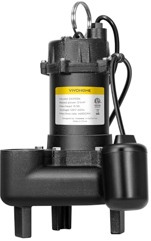 VIVOHOME 3/4 HP Cast Iron Sewage/Effluent Pump for Basement, Septic Tank