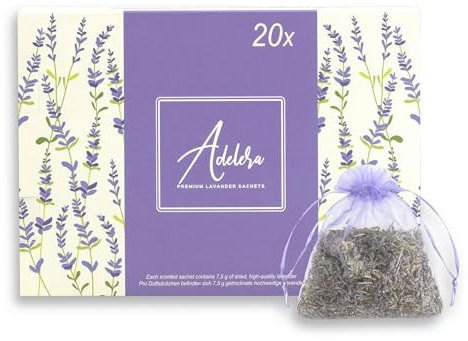 Lavendelsäckchen Duftsäckchen für Kleiderschrank, Lavendel Säckchen mit Lavendel getrocknet zur Entspannung, Auto Duft, Mottenschutz gegen Motten Lebensmittelmotten Falle Lavendelduft 20x7,5g