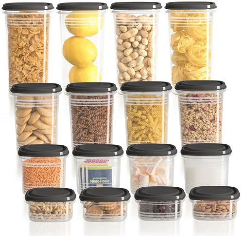 Hausfelder Vorratsdosen mit Deckel Luftdicht | 32er Vorratsbehälter-Set | Wasserdicht | BPA-frei | Aufbewahrungsbox Küche | 32-teiliges Set (16 Dosen mit Deckel)