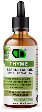 50 ml | timjan eterisk oljeblandning, 100 % rena och naturliga diffusor, aromaterapi och massageblandningar | perfekt som present | vegan, GMO fri