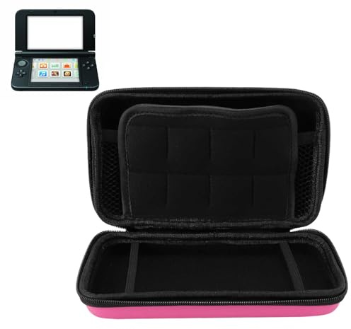 Sxhlseller Tragetasche für New Super, 3DS und XL, Super Edition, Hartschalen Reisetasche mit 8 Spielfächern, Wasserfestes PU und Hartes Eva (PINK)