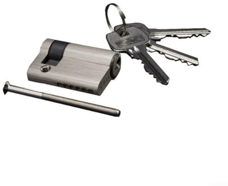 1 cilindro de bloqueo de metal, accesorios de cerradura de puerta invisible, llave de cobre completa, cilindro de medio bloqueo de 45 mm