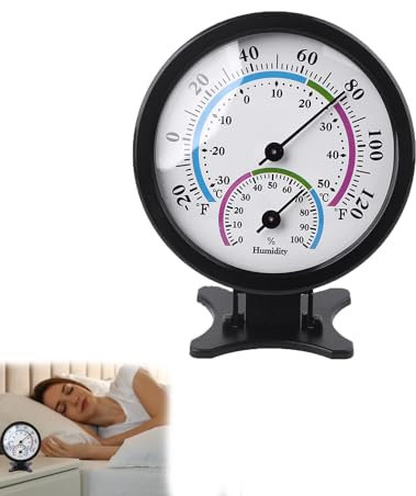 Hygromètre 2 en 1 Analogique,8.5 CM Thermomètre D'Intérieur et D'Extérieur,Hygromètre Intérieur,Hygromètre Thermomètre,Mini Capteur D'Humidité avec Base pour Maison,Jardin,Voitures,Chambre, Noir