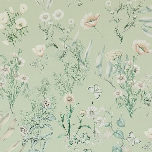 AMIGO Papel Pintado Autoadhesivo Estilo Boho Floral En Tonos Verdes, Ideal Para Dormitorios, Salas O Espacios. Revestimiento De Pared Fácil De Instalar Y Desprendible 44.5x500 cm