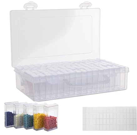XINGYATU Contenitore trasparente per perline con 64/32 scomparti, custodia in plastica PP ispessita con coperchio a cerniera, contenitore multiuso (64 scomparti)