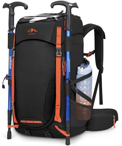 RAINSMORE Hiking Backpack 40L Water Resistant Walking Backpack Camping Rucksack for Men Trekking Travelling Cycling Mountaineer Sports and Outdoors Black