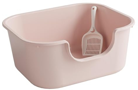 KRXSOBNV, Kattsandsbassäng Kattsandlåda med höga sidor Kattsandpanna Kattunge Potttoalett Öppen topp for husdjursströ,Kattsandsbackar(Pink)