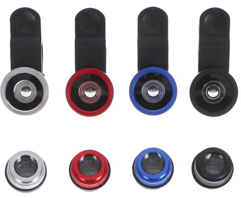 jojofuny Kit D'objectifs pour Smartphone et Fêtes en Verre Grand Angle et Macro et Alliage D'aluminium 4pcs Lentille Fisheye Clip Facile pour Activités