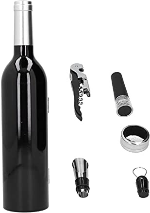 Ensemble de vis à liège à vin | Boîte innovante en forme de bouteille avec bouchon à liège, bouchon, verseur et anneau | Kit complet ouvre-vin pour la maison/bar/restaurant | Excellent Present pour