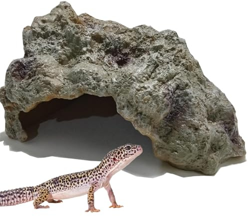 Pierre pour reptiles - Cachette pour terrarium - Décoration pour petits lézards, serpent, tortue, grenouilles, amphibiens, petite caverne, dragon à barbe