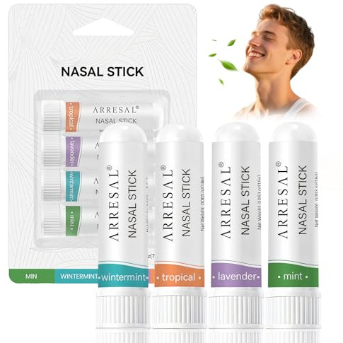 4 Pezzi Nasal Stick,nasale inalatore portatile,nasale aiuto respirazione,Rapido Sollievo dal Naso Chiuso,una migliore qualità del sonno & alleviare Lo Stress,Adatto Lavoroper
