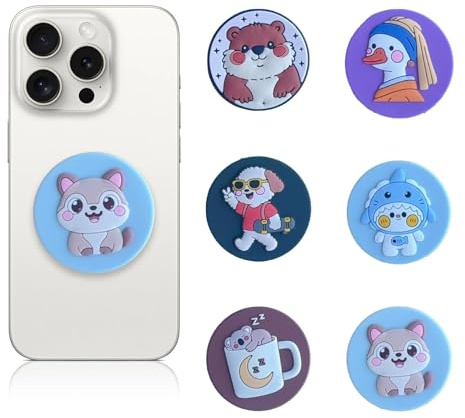 JYXNU 6 Unidades Soporte Agarre para Teléfono Móvil Cartoon Sujeta Movil Mano Extensible y Plegable en PVC Suave para Todos los Smartphones y Tabletas Accesorios