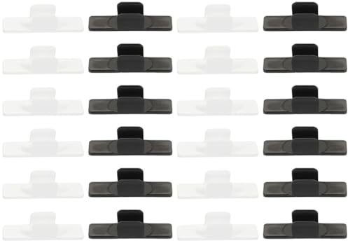 Homoyoyo 24pcs Adhesive Pen Holder Clips for Whiteboard U-shaped Plastic Pen Clips with Sponge Base Black and White for School and Office Desk Organization