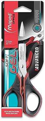 Maped M496210 - Schere Advanced Gel symmetrisch, 17 cm, schwarz/rot