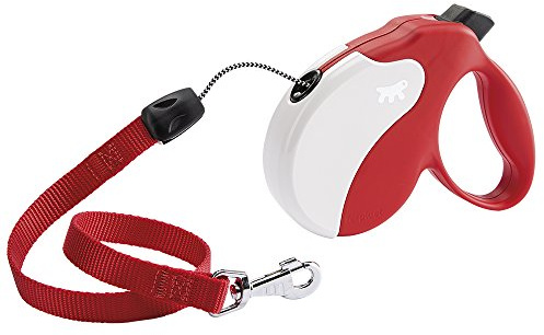 Ferplast hundkoppel Amigo MEDIUM, rullkoppel medelstora hundar upp till 25 kg. Max. 5 m. Enkel lås- och upplåsningsknapp, röd, vitt lock