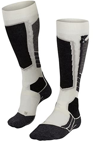 FALKE Damen Skisocken SK2 Intermediate Cashmere W Kh Kaschmir Funktionsmaterial warm dick 1 Paar, Weiß Wool White 2060, 37-38