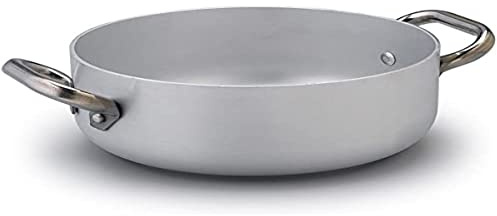 Pentole Agnelli, ALMA106PI24, Casseruola Bassa con 2 Maniglie in Acciaio, Fondo a Induzione, Alluminio, Argento