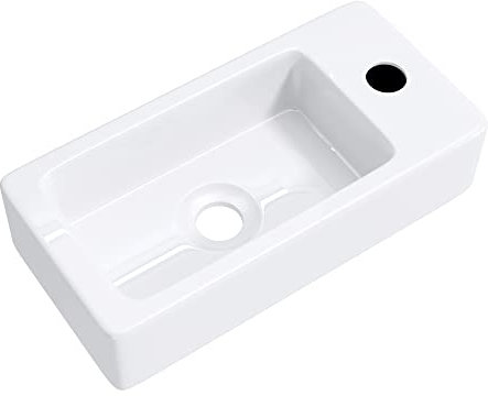 Mai & Mai Petit Lavabo Suspendu Blanc Vasque en Céramique Lave Mains WC Salle de Bain Invités BR3053L