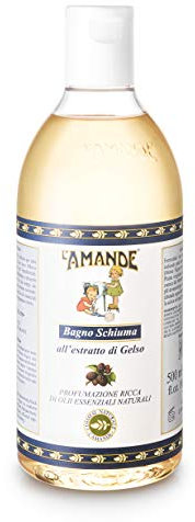 L'AMANDE - Bagnoschiuma Uomo e Donna con Olio Essenziale Rosmarino, Docciaschiuma Gel Detergente e Idratante Corpo - Bagno Schiuma Delicato e Naturale con Note di Salvia ed Estratto di Gelso, 500 ml