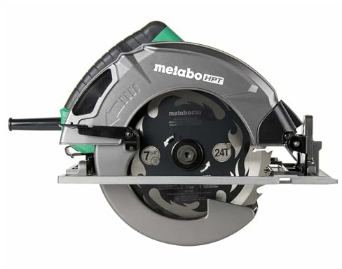 Metabo HPT 7-1/4-Inch Circular Saw Kit | 6,000 Rpm, 15-Amp Motor | Integrated Dust Blower | 24T Premium Framing/Ripping Blade | Single Handed Bevel Adjustment | C7SB3