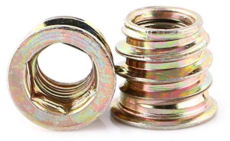 Yosoo Health Gear Tuercas de inserción roscadas de 20 piezas, insertos de madera roscados de accionamiento hexagonal chapados en zinc para el surtido de muebles de madera(M8 x 13 mm)