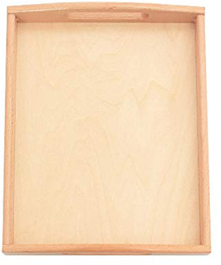 POHOVE Wooden Trays With Handles,Child Montessori Rectangle Wood Tray, Wood Craft Serving Tray Breakfast Tray For Weddings Home Decor And Craft Projects