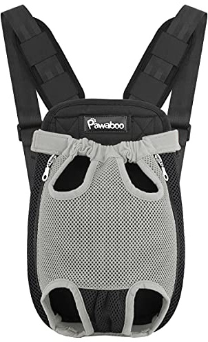 Pawaboo Sac de Transport de Voyage Sac à Dos de Transporteur Ventral Poitrine pour Petit Chien Chiot Chat pour Traveling Hiking Camping etc. Grande Taille - Gris
