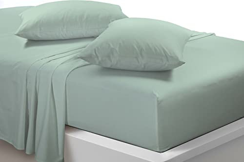 Extra Deep 40cm Fitted Sheets Easy Care Polycotton Cotton Rich Deep Fitted Bed Sheets (Double, Duck Egg)