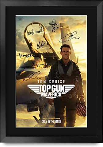 HWC Trading FR A3 Top Gun 2 Maverick Tom Cruise Geschenke Geduckter Poster Signiertes Autogramm Foto für Fans von Film Memorabilien - A3 Framed