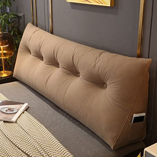 RAKTOV Kopfteil Lesekissen Dreieckiges Rückenlehnenkissen Rückenkissen Schlafkissen Rückenlehne Stützkissen Lesekissen Doppelbett Nachttisch Dreieck Kissen, 150 x 50 x 20 cm, Braun