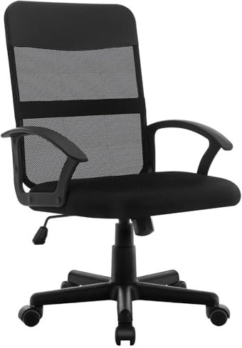 HLONONE Bürostuhl Ergonomisch, Schreibtischstuhl mit Netzbespannung, Komfortabel Computerstuhl mit Höhenverstellbarer, Atmungsaktive, Einfach zu montieren, für Büro und Arbeitszimmer, Schwarz