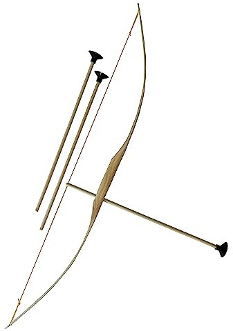 Jamso Design Kinderbogen 80 cm mit Zielführungsloch inkl. 3 Pfeile 35 cm, Ritter Indianer Kinderbogen Bogenschießen