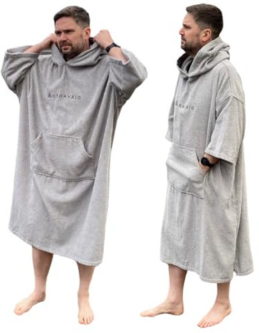 Stravaig Frottee-Poncho für Erwachsene – leicht zu wechselnder Frottee-Bademantel zum Schwimmen, Surfen, Schwimmen in freier Natur, Strand (L-XL)