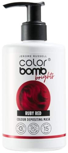 Jerome Russell Colour Bomb Brights – Ruby Red Colour Depositing Hair Mask – Nourishing, Semi-Permanent Colour & Shine Treatment – Vegan, Cruelty-Free, 300 ml
