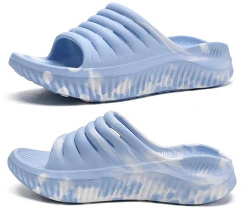 KuaiLu Sandalias de Recuperación Mujer Comodas Ortopedicas Fascitis Plantar Chanclas Señoras Soportes de Arco Ligera Abierta Deportivas Chancletas Verano Playa Goma Antideslizantes Azul Camuflaje 39