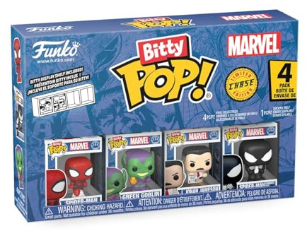 Funko Bitty POP! 4 Pack: Spider-Man - Spider-Man - Green Goblin - Jonah Jameson - Mystery Mini Figure - Styles may vary And A Surprise Mystery Mini Figure - 0.9 inch (2.2 cm) Collectable - Gift Idea
