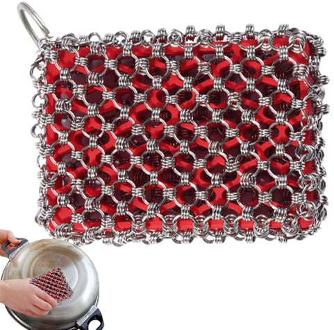 Grattoir à chaîne en Fonte – Grattoir Multi-usages en Acier Inoxydable pour casseroles, Outil de Nettoyage en Fonte, grattoir en métal pour poêle à Barbecue, Nettoyage des ustensiles de