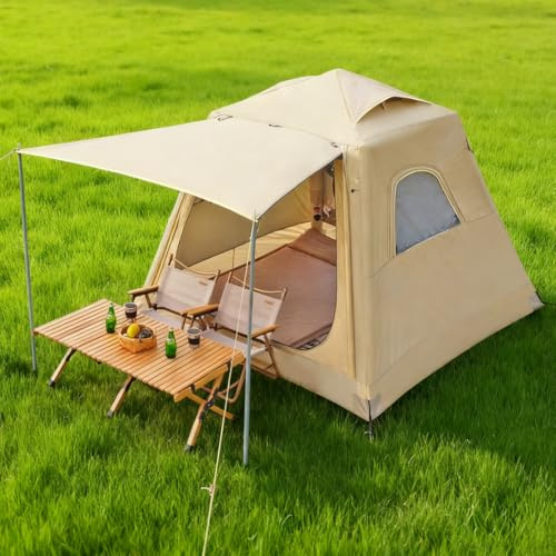 Tienda de Campaña Hinchable Grande para 4 Personas – Inflado Rápido, Impermeable 2000mm+, Tienda Familiar 4 Estaciones, Montaje Sencillo (220x220x180cm)