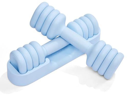 YOTTOY Adjustable Dumbbell Set of 2, 4-in-1 Hand Weights for Women at Home, Compact Free Weights Dumbbells Set with Soft Grip and Base, 2-5 lbs Each for Home Gym (Blue)