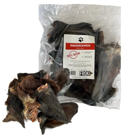 FROKI Premium Rinderohren mit Fell für große & kleine Hunde 10 Stück | 100% Rind | 100% Natürlich | Futter-Snack | Hunde-Leckerlis | Natur-Kausnack | Zahnpflege | ohne Zusatzstoffe