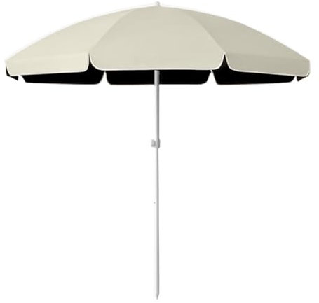 KXWOQ3ED Parasol de plage rond portable, 2,2 m, parasol de jardin, protection UV, parasol de marché, hauteur réglable, beige, 220 cm
