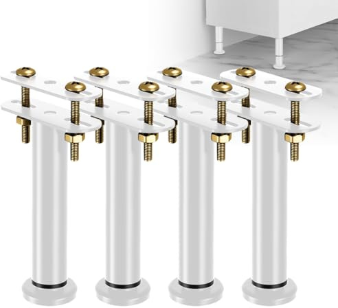 EUBSWA Patas para Muebles 4 Pcs Patas de Somier Regulables 8-12cm Altura Regulables Pata de Cama Ajustables de Metal, Soporte Pata para Marco Listones Centrales Cama Sofas Armarios Mesa Muebles de TV