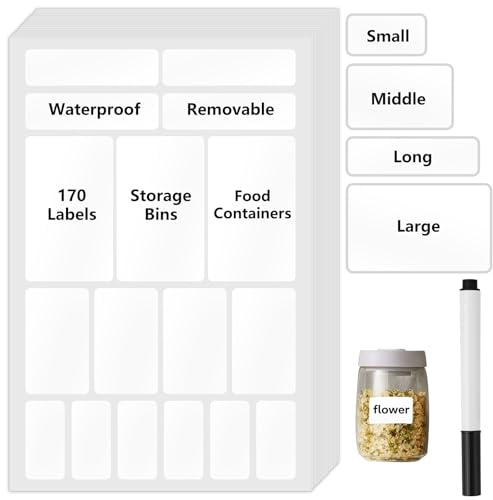10 Sheets Dry Erase Stickers Reusable Freezer Labels Easy Peel Off with Pen Removable White Label Sticker to Write Food Label Blank Name Tag Stickers Erasable for Organizing Fridge Bottles Home