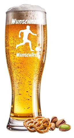 Bicchiere da birra con incisione sportiva, 0,5 l, con testo a scelta, nome anno o scritta, per occasioni speciali come compleanno, anniversario, festa del papà o celebrazione, incisione a scelta
