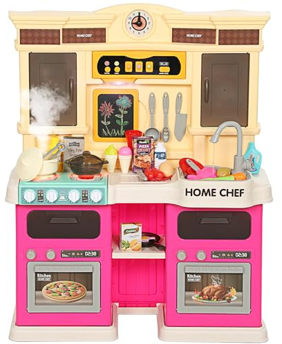 AIYAPLAY Cucina giocattolo per bambini con acqua corrente, rubinetto elettrico, luci e suoni, stoviglie, pentole, cucina delle bambole con accessori da cucina, set da gioco per bambini dai 3 ai 6 anni