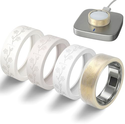 Ultra-Thin Floral Engraved Cover Compatible with Oura Ring Gen 4 & Gen 4 Ceramic/Gen 3 Horizon & Heritage, Anti-Scratch Silicone Smart Ring Protector Accessories for Women, 4 Pack